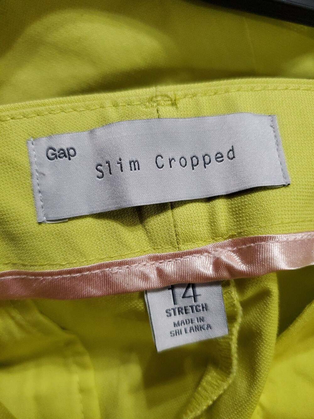 NWT Gap Slim Cropped Pants Women's Size 14 Lime Green Stretch - Picture 5 of 7
